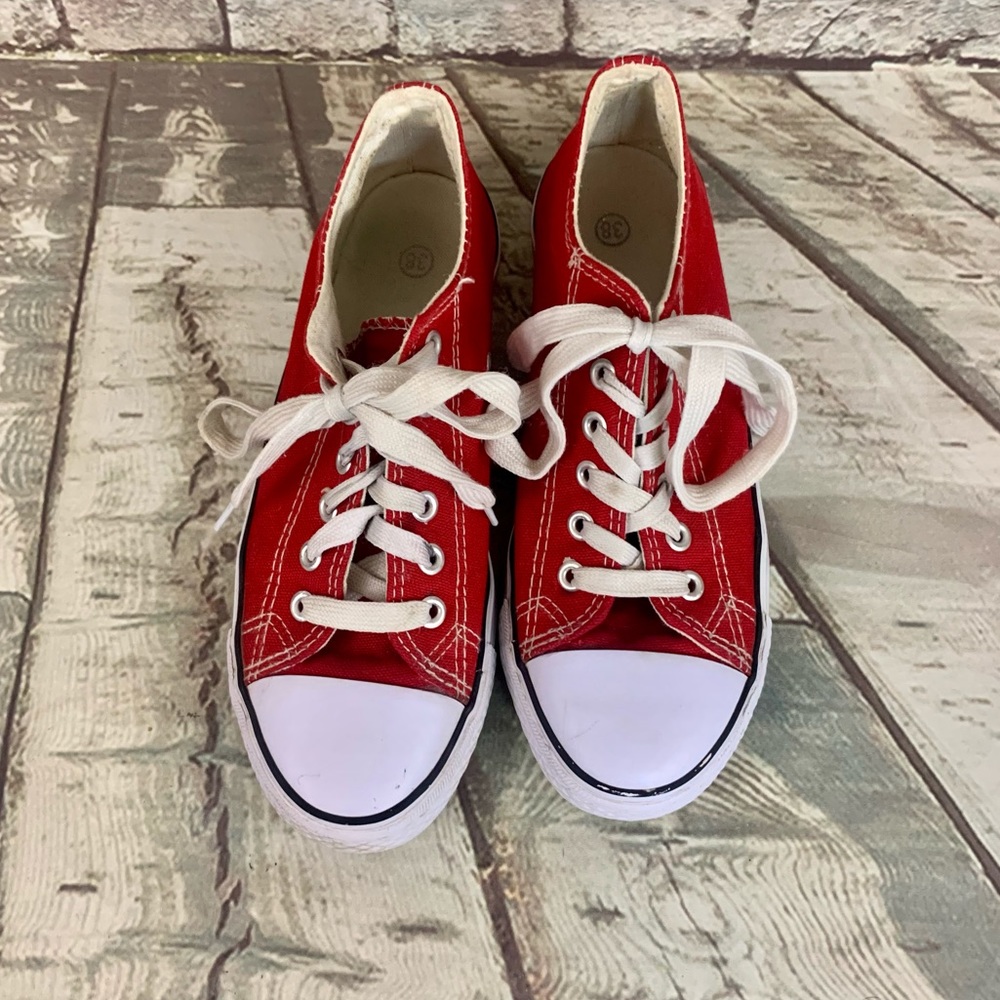 Red White All Sport Lace Up Sneakers Size 38
